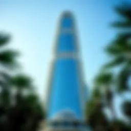 A stunning view of the Dome Tower showcasing its unique architectural design.