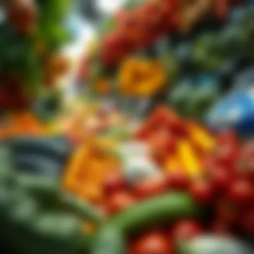 A Colorful Display of Fresh Vegetables Vibrant array of fresh vegetables at the souk