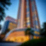 Architectural Marvel of Gold Tower Stunning view of Gold Tower's facade highlighting its architectural design