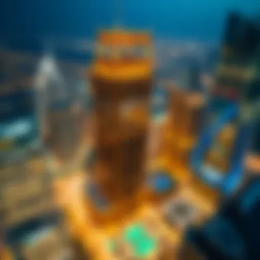 Gold Tower in the Heart of JLT A panoramic view of Jumeirah Lake Towers showcasing the Gold Tower's location