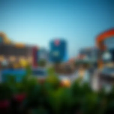 Amenities surrounding Motor City, highlighting parks and entertainment