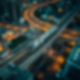 Aerial view of the Dubai Metro showcasing its modern design and integration within the urban landscape