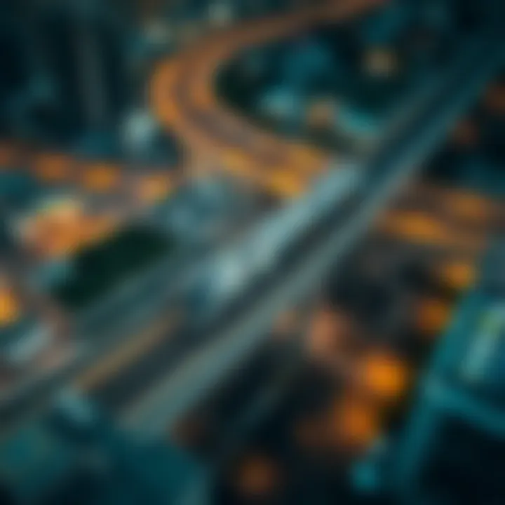 Aerial view of the Dubai Metro showcasing its modern design and integration within the urban landscape