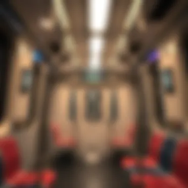 Interior shot of a Dubai Metro train highlighting the advanced technology and design features