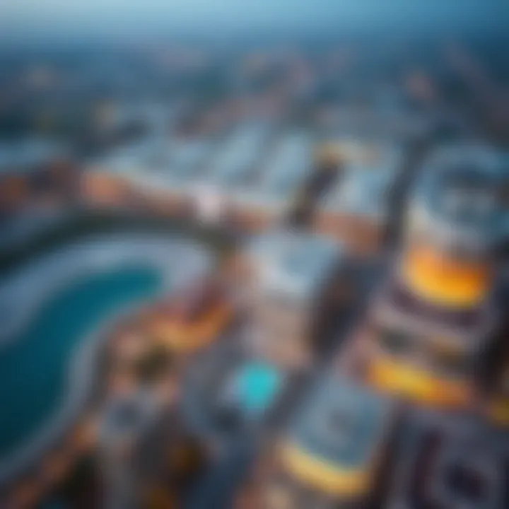 An aerial view of Al Safadi and The Pointe highlighting their strategic locations