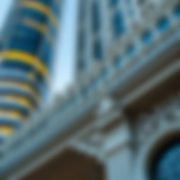 Close-up of the architectural details of the Pearl Tower