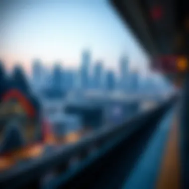 Stunning Views of the Dubai Skyline from Metro Stations View of Dubai skyline from a metro station