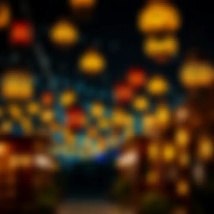 Illuminating Traditions: Lanterns of Ramzan Traditional lanterns symbolizing the spirit of Ramzan adorning a community space.