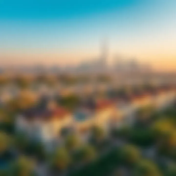 Overview of Dubai skyline with Time Oak Villas in the foreground