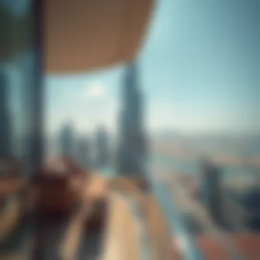 View from Falcon Tower balcony overlooking Dubai