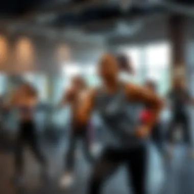 Dynamic Group Fitness Class Experience Engaging group fitness class in action