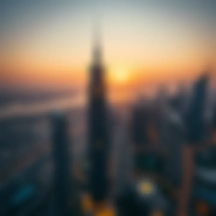Aerial view of Franck Muller Tower showcasing its unique design against the Dubai skyline.