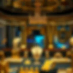 Golden jewelry display showcasing 22 ct gold in Dubai