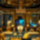 Elegant Showcase of 22 ct Gold Jewelry Golden jewelry display showcasing 22 ct gold in Dubai