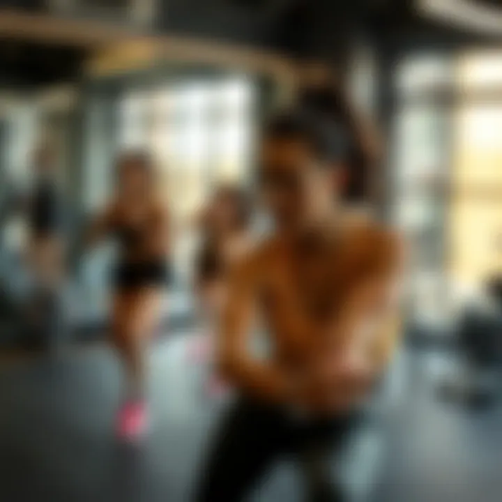 Experience in a Dynamic Fitness Environment Trendy group fitness class in action