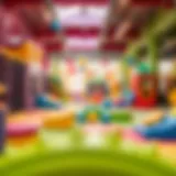 Colorful indoor play area filled with soft play equipment