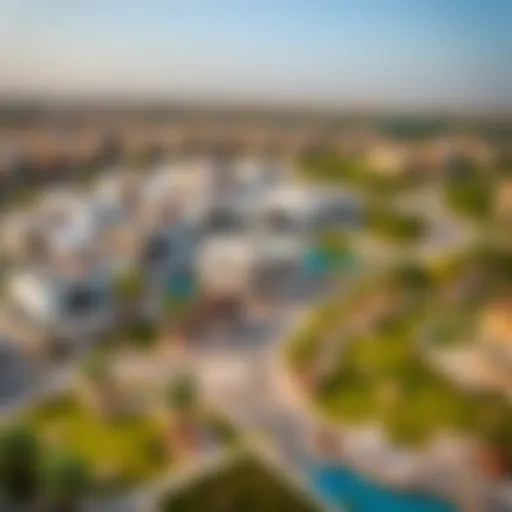 Aerial view of Joy at Arabian Ranches III showcasing modern architecture and lush landscaping