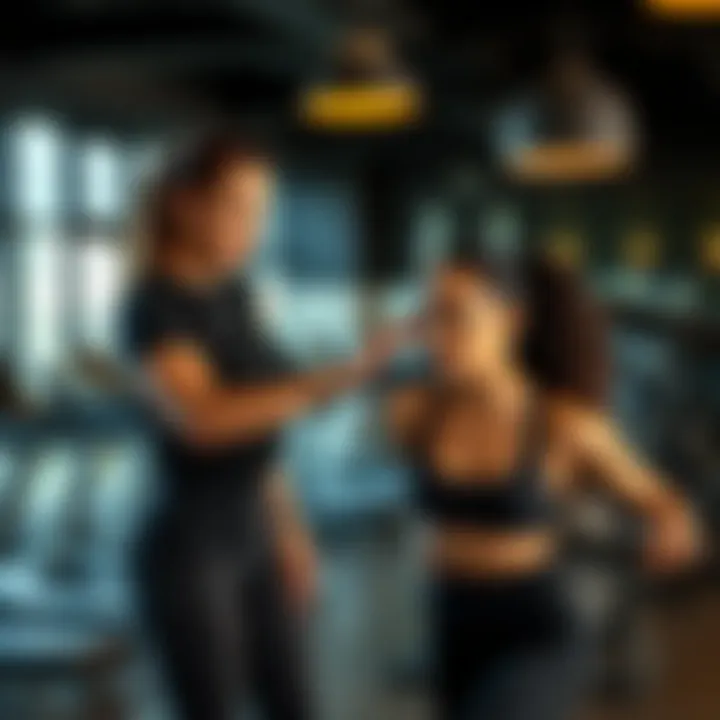 Tailored Personal Training Experience Personal trainer guiding a client through a workout tailored for women