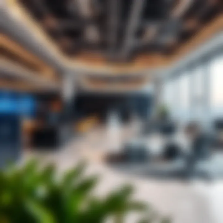 A futuristic office space representing tech advancements