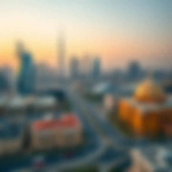 A panoramic view of Dubai's skyline blending modern and traditional architecture