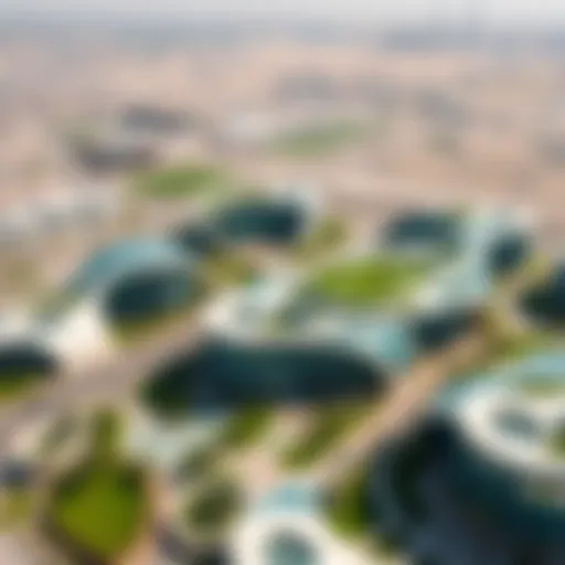 Aerial view of Masdar City showcasing green architecture