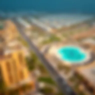 Prime Location of Mazaya 9 in Dubai Aerial view of Mazaya 9's strategic location in Dubai