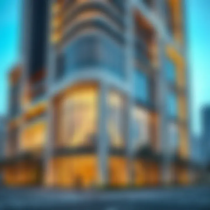 Architectural Marvel of Mazaya 9 Stunning exterior view of Mazaya 9 showcasing modern architecture