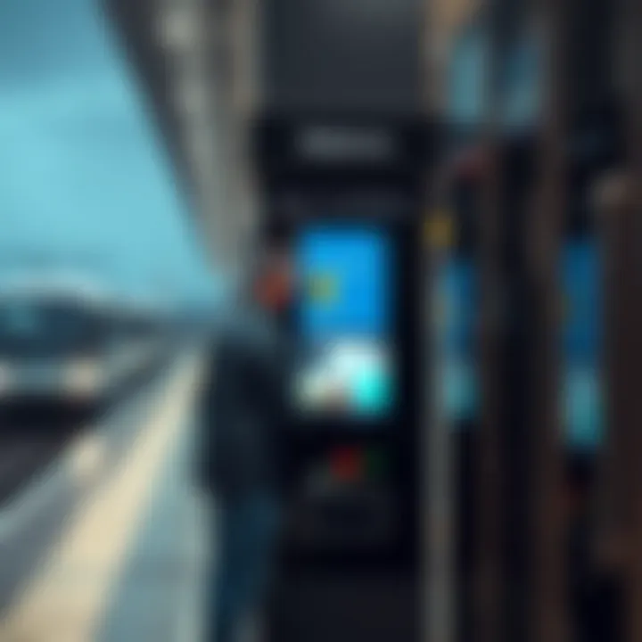 User accessing Metro Card balance via a kiosk at a metro station
