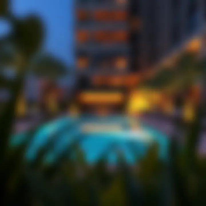 Luxurious Amenities at Midtown Deyaar Luxurious amenities at Midtown Deyaar, featuring a serene swimming pool and lush landscaping