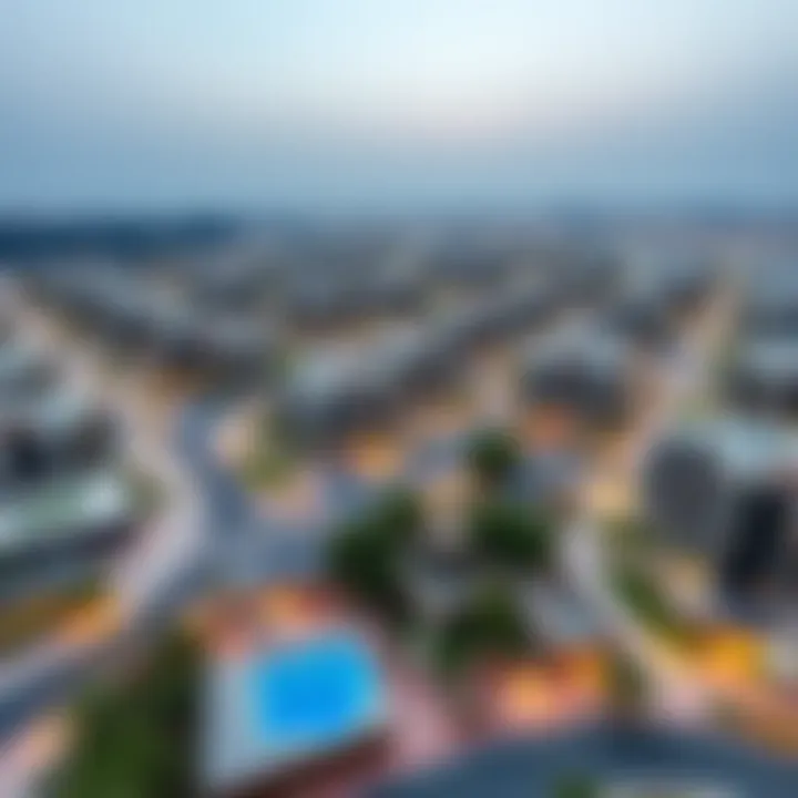 Modern Developments in Nad Al Sheba 1 Aerial view of Nad Al Sheba 1 showcasing modern developments