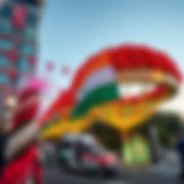 Vibrant Decorations Celebrating National Pride Festive decorations adorning public spaces in Dubai