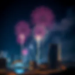 Fireworks illuminating the Dubai skyline during National Day celebrations