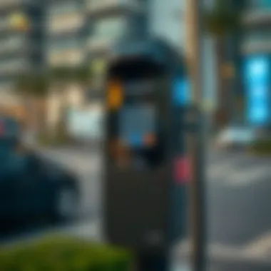 Modern Parking Meter Technology An advanced parking meter showcasing modern payment technology