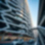 A panoramic view of a multi-level parking structure in Dubai