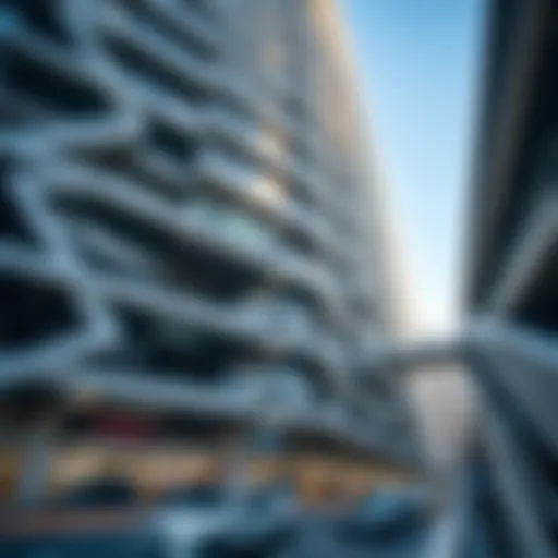 A panoramic view of a multi-level parking structure in Dubai