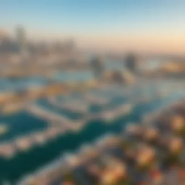 Aerial view of Dubai Creek Harbour showcasing the skyline
