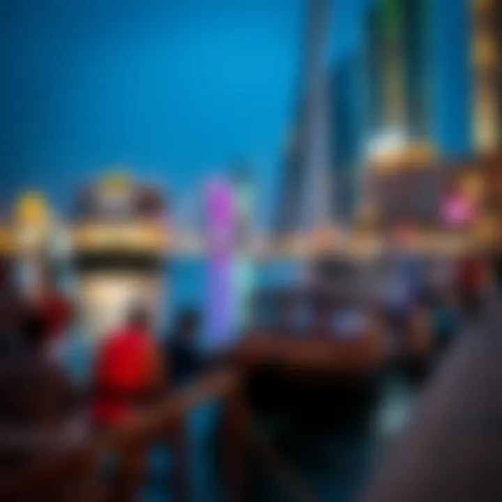 Vibrant lifestyle scene in Dubai Creek Harbour with waterfront activities