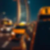 Taxi at a Dubai city landmark
