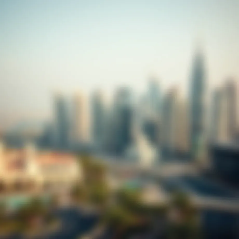 A panoramic view of the Abu Dhabi skyline with modern architecture