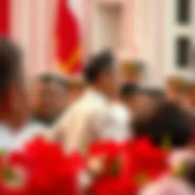 Government officials addressing the crowd during the National Day events.