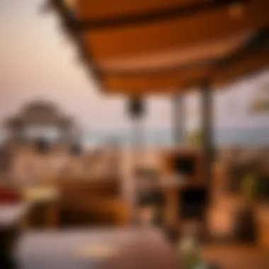 A tranquil outdoor seating area overlooking the beach