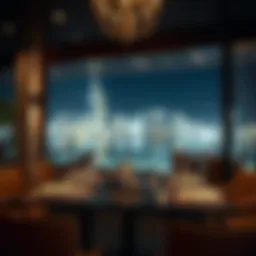 Luxurious dining setting with a view of the Palm Jumeirah skyline