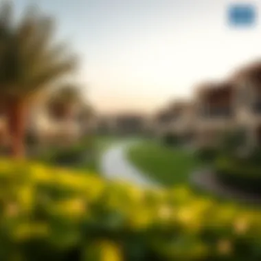 Lush greens and modern facilities of a residential community in Arabian Ranches.