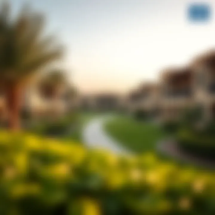 Lush greens and modern facilities of a residential community in Arabian Ranches.