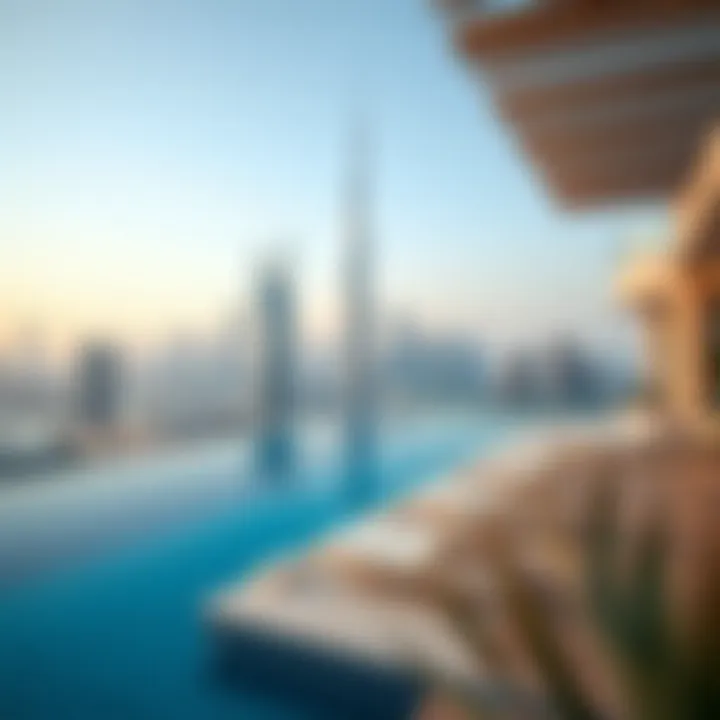Luxurious private pool overlooking the skyline of Dubai