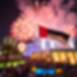 Celebration of UAE National Day with fireworks