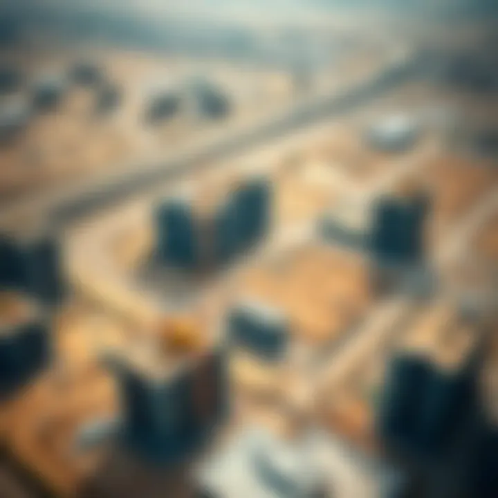 Aerial view of a construction site representing real estate development