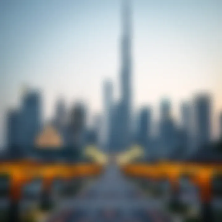 Dubai Skyline Celebrating Ramadan Modern skyline of Dubai adorned for Ramadan celebrations