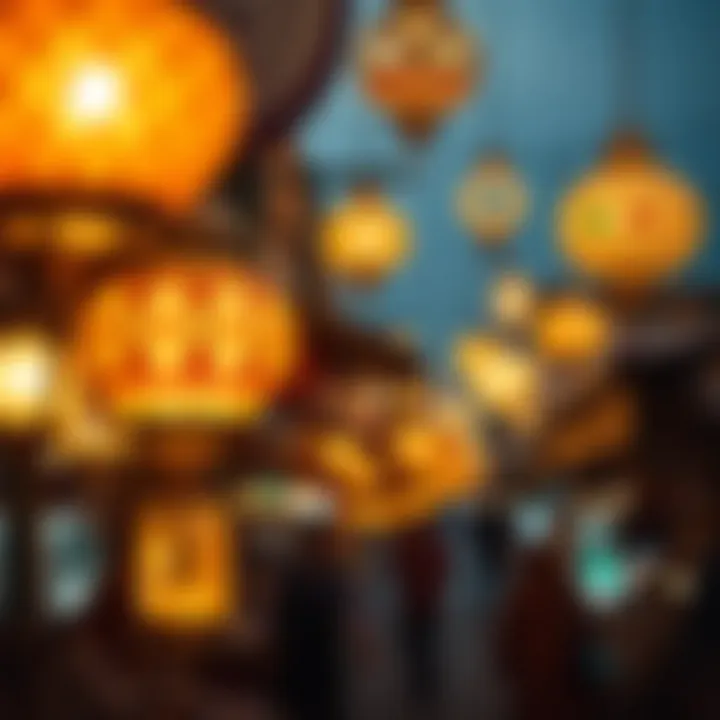 Ramadan Lanterns in the Market Decorative Ramadan lanterns illuminating a bustling market