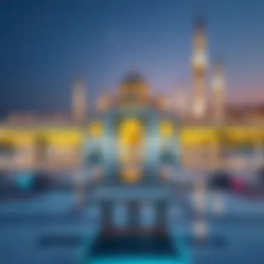 A Serene Mosque Illuminated for Ramadan Scenic view of a mosque during Ramadan